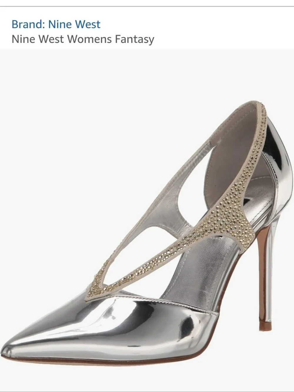 Nine West silver fantasy metallic stiletto pumps W/ crystal-embellished
